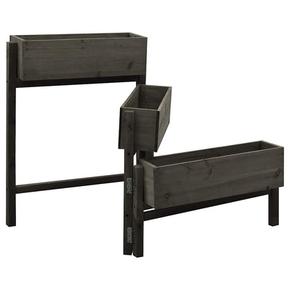 Sammenleggbar blomsterkasse grå 60x14x75 cm heltre gran
