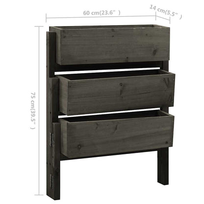 Sammenleggbar blomsterkasse grå 60x14x75 cm heltre gran