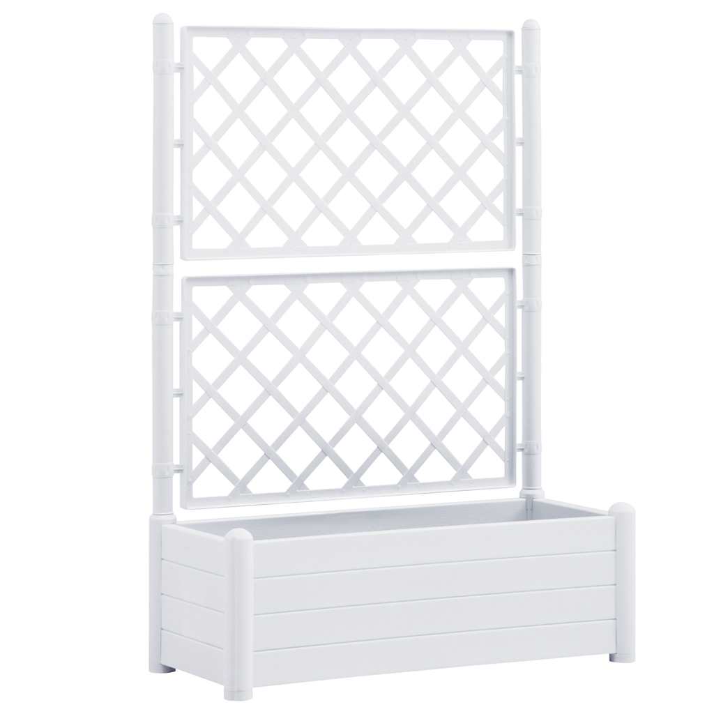Plantekasse med espalier 100x43x142 cm PP hvit