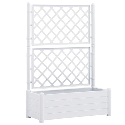 Plantekasse med espalier 100x43x142 cm PP hvit