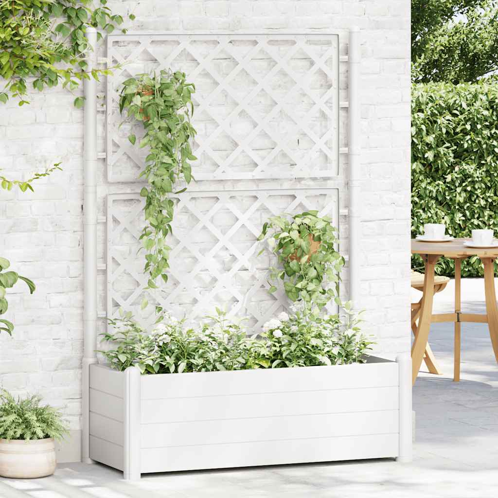Plantekasse med espalier 100x43x142 cm PP hvit