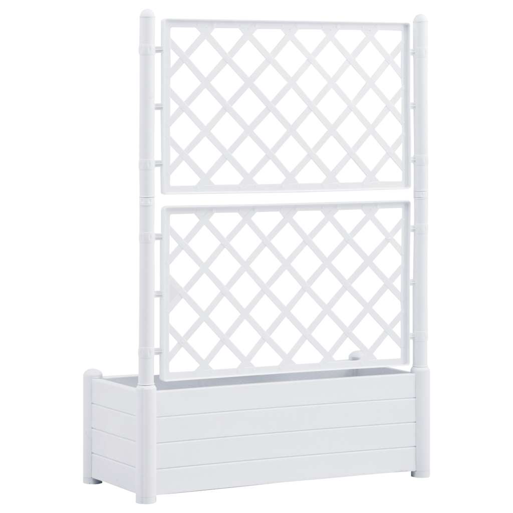 Plantekasse med espalier 100x43x142 cm PP hvit