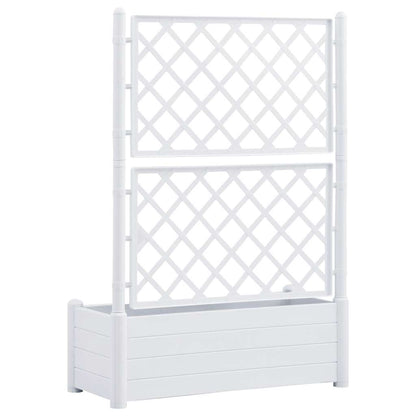 Plantekasse med espalier 100x43x142 cm PP hvit