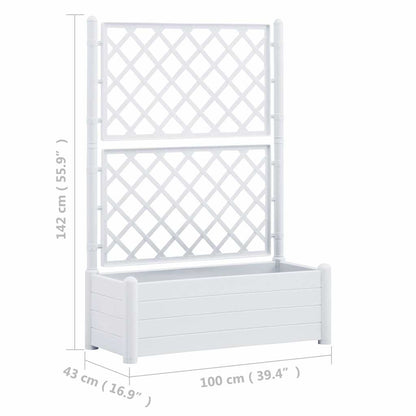 Plantekasse med espalier 100x43x142 cm PP hvit