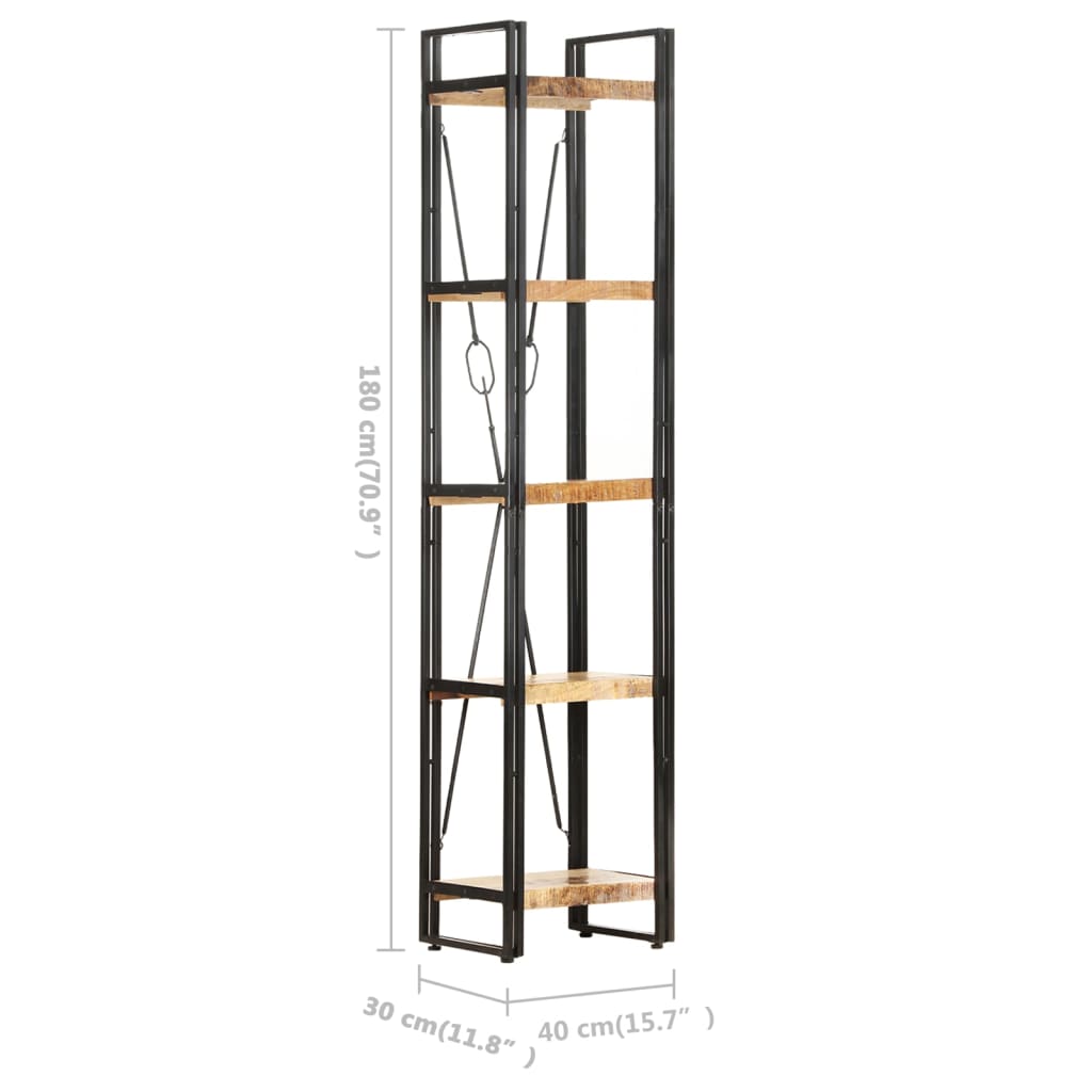 Bokhylle Tre 5 etasjer 40x30x180 cm heltre mango