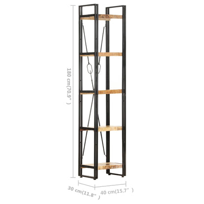Bokhylle Tre 5 etasjer 40x30x180 cm heltre mango