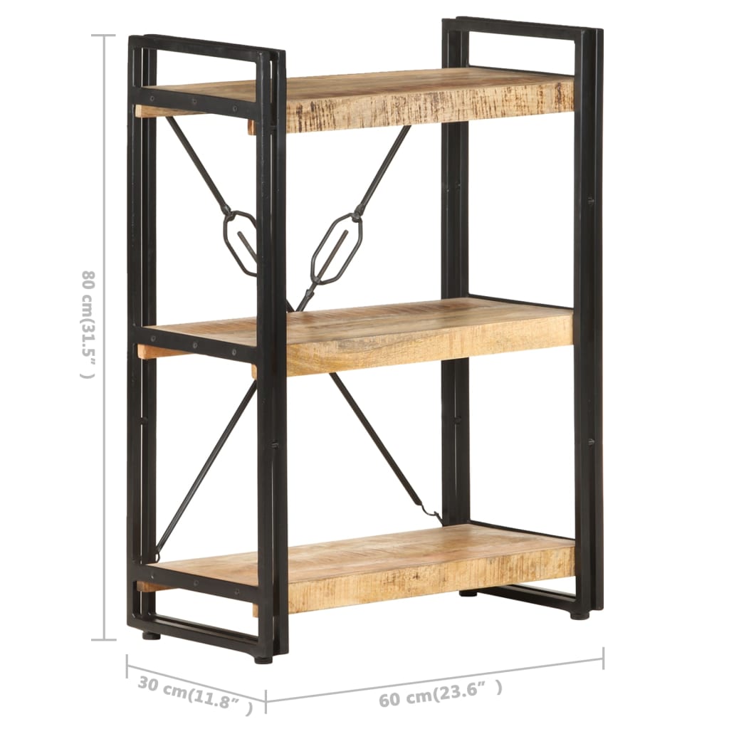 Bokhylle Tre 3 etasjer 60x30x80 cm heltre mango