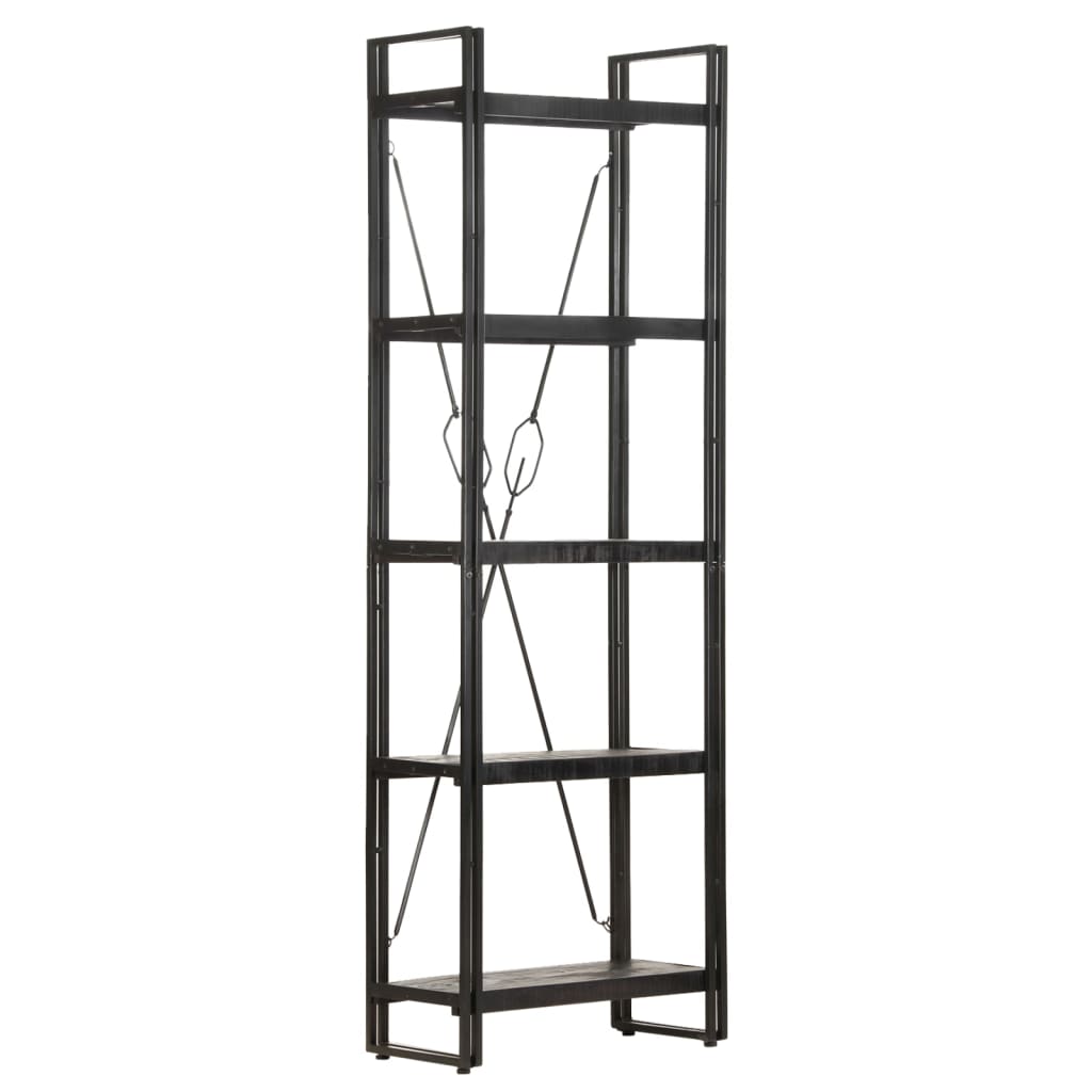 Bokhylle Svart 5 etasjer 60x30x180 cm heltre mango