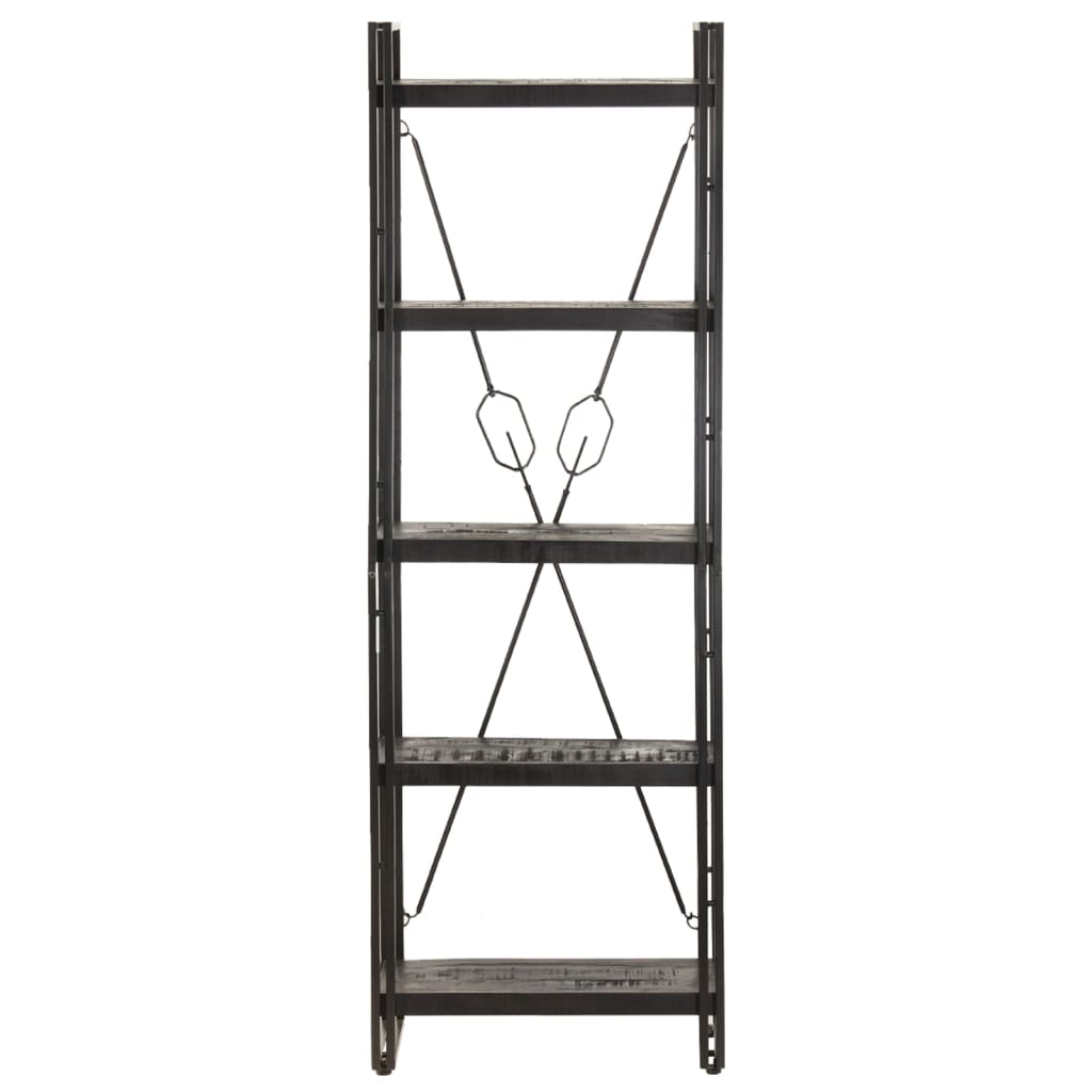 Bokhylle Svart 5 etasjer 60x30x180 cm heltre mango