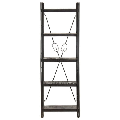 Bokhylle Svart 5 etasjer 60x30x180 cm heltre mango