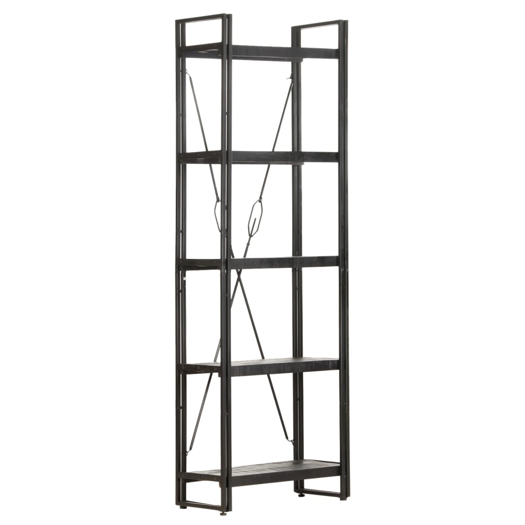 Bokhylle Svart 5 etasjer 60x30x180 cm heltre mango
