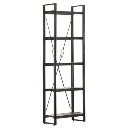 Bokhylle Svart 5 etasjer 60x30x180 cm heltre mango