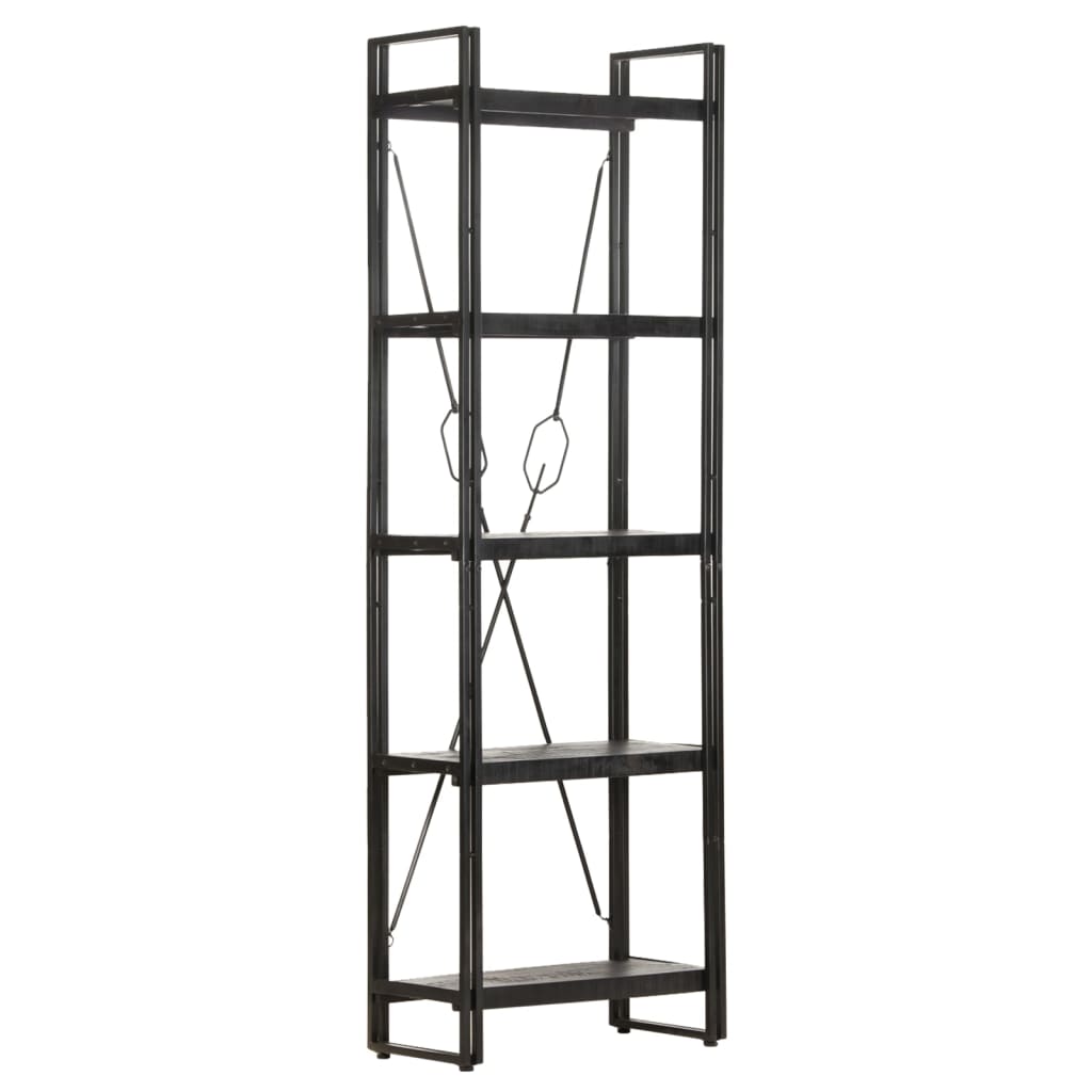 Bokhylle Svart 5 etasjer 60x30x180 cm heltre mango