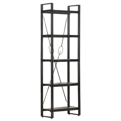 Bokhylle Svart 5 etasjer 60x30x180 cm heltre mango