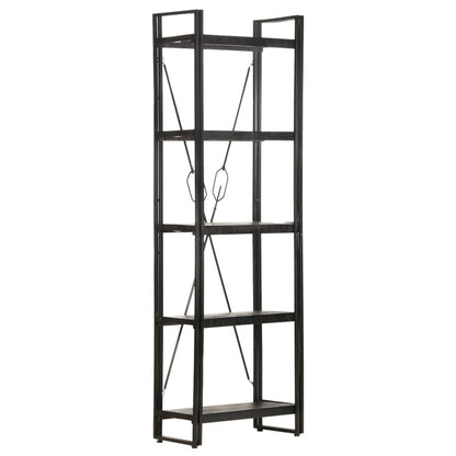 Bokhylle Svart 5 etasjer 60x30x180 cm heltre mango
