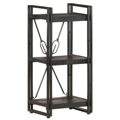 Bokhylle Svart 3 etasjer 40x30x80 cm heltre mango