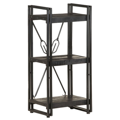 Bokhylle Svart 3 etasjer 40x30x80 cm heltre mango