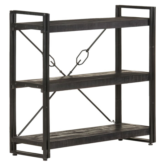 Bokhylle Svart 3 etasjer 90x30x80 cm heltre mango