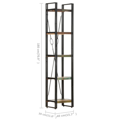 Bokhylle Tre 5 etasjer 40x30x180 cm gjenvunnet heltre