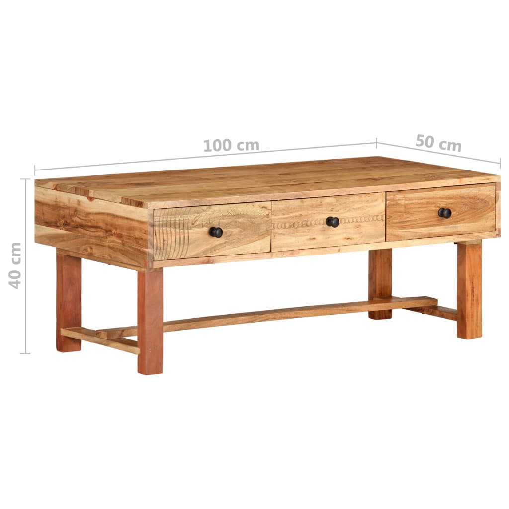 Salongbord Sofabord Tre heltre akasie 100x50x40 cm