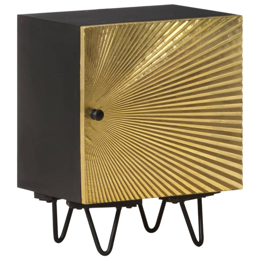 Nattbord Sengbord Tre heltre mangotre med messingfront 40x30x50 cm