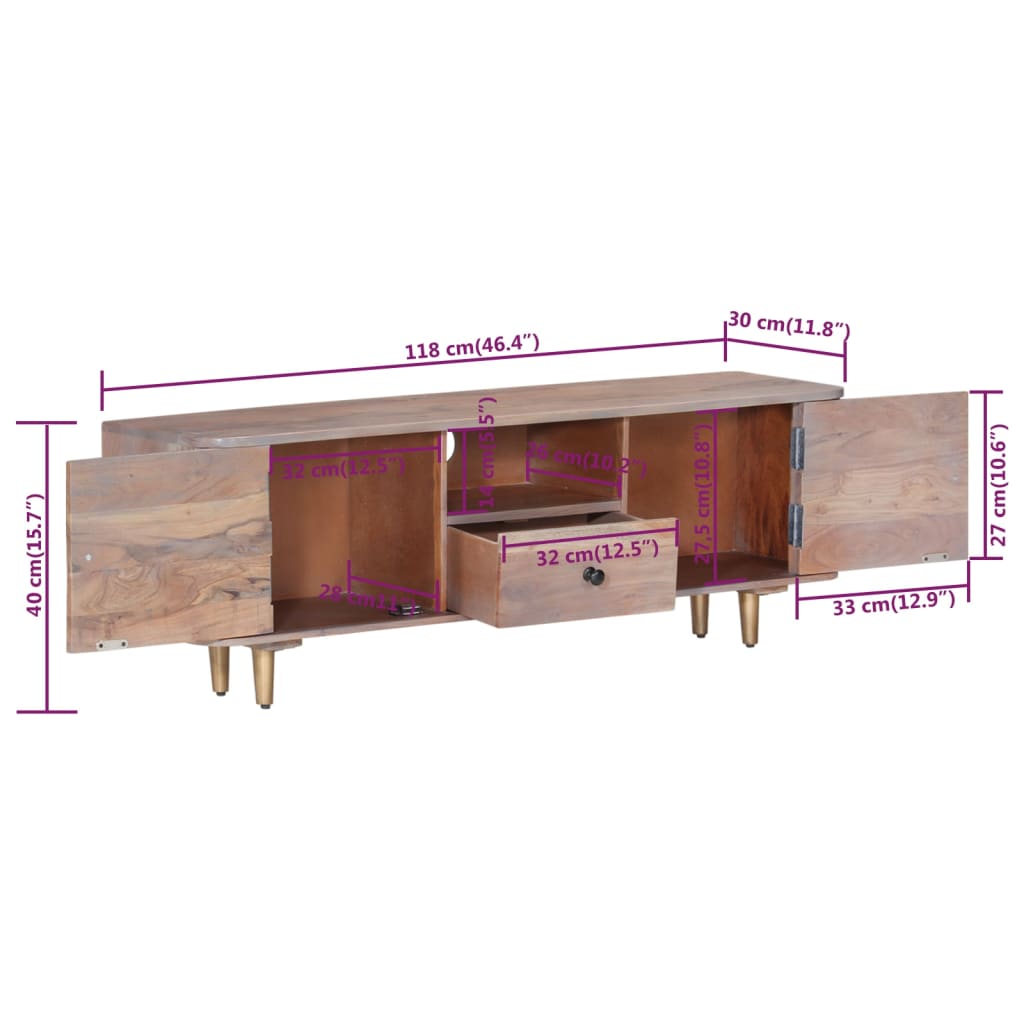 TV-Møbel Tre Tv-benk heltre akasie 118x30x40 cm