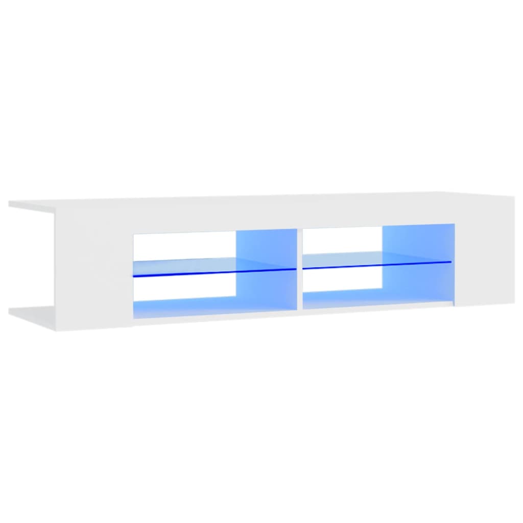 TV-Møbel Hvit TV-benk med LED-lys 135x39x30 cm