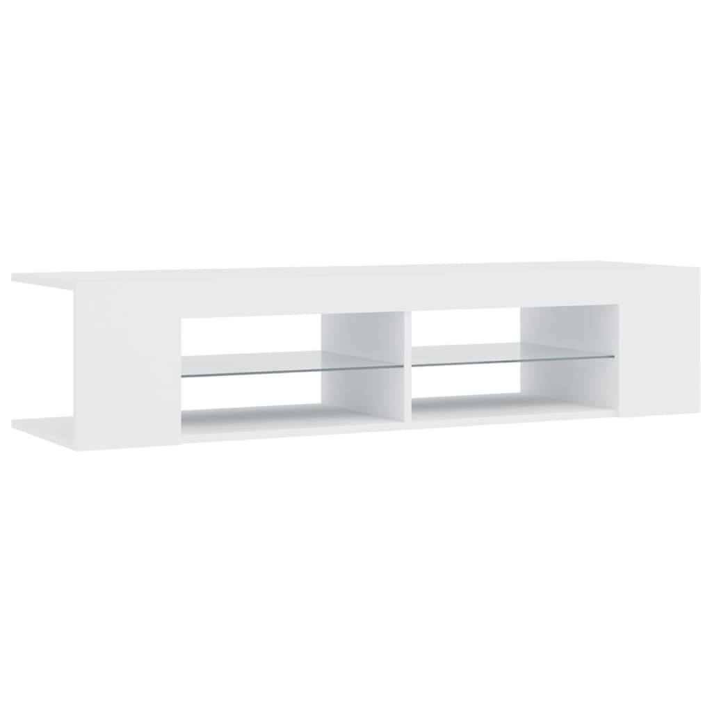 TV-Møbel Hvit TV-benk med LED-lys 135x39x30 cm