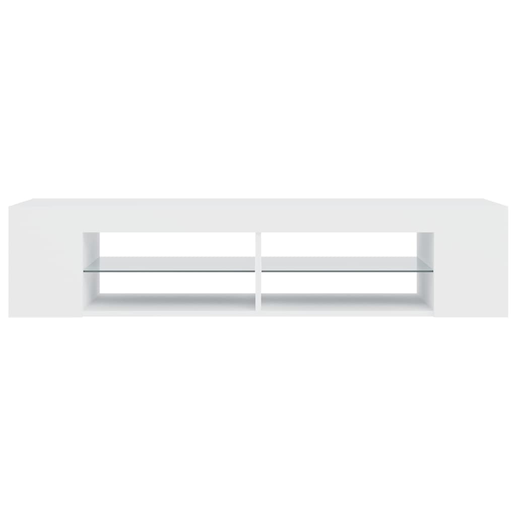 TV-Møbel Hvit TV-benk med LED-lys 135x39x30 cm