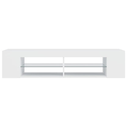 TV-Møbel Hvit TV-benk med LED-lys 135x39x30 cm