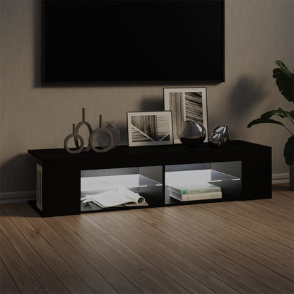 TV-Møbel Svart TV-benk med LED-lys 135x39x30 cm