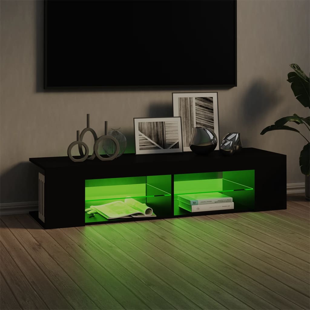 TV-Møbel Svart TV-benk med LED-lys 135x39x30 cm