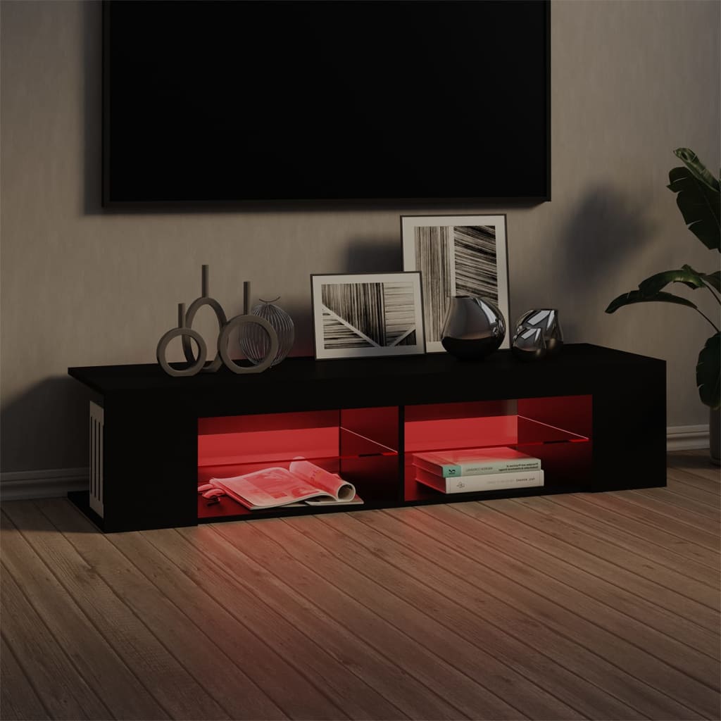 TV-Møbel Svart TV-benk med LED-lys 135x39x30 cm