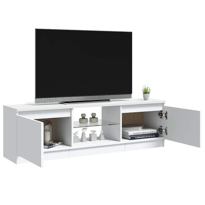TV-Møbel Hvit TV-benk med LED-lys 120x30x36 cm