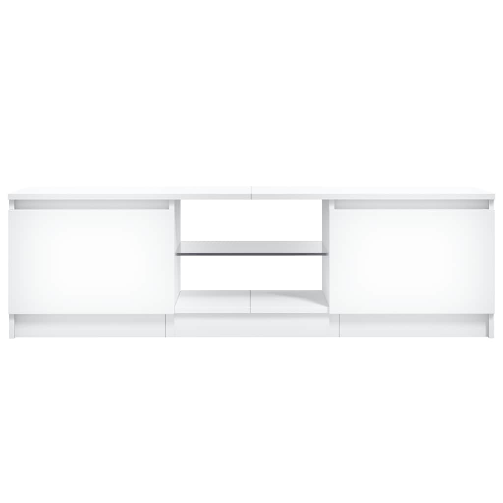 TV-Møbel Hvit TV-benk med LED-lys 120x30x36 cm