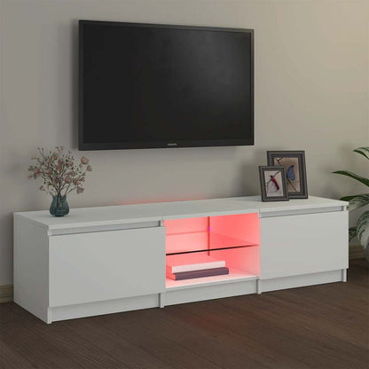 TV-Møbel Hvit TV-benk med LED-lys 140x40x36 cm