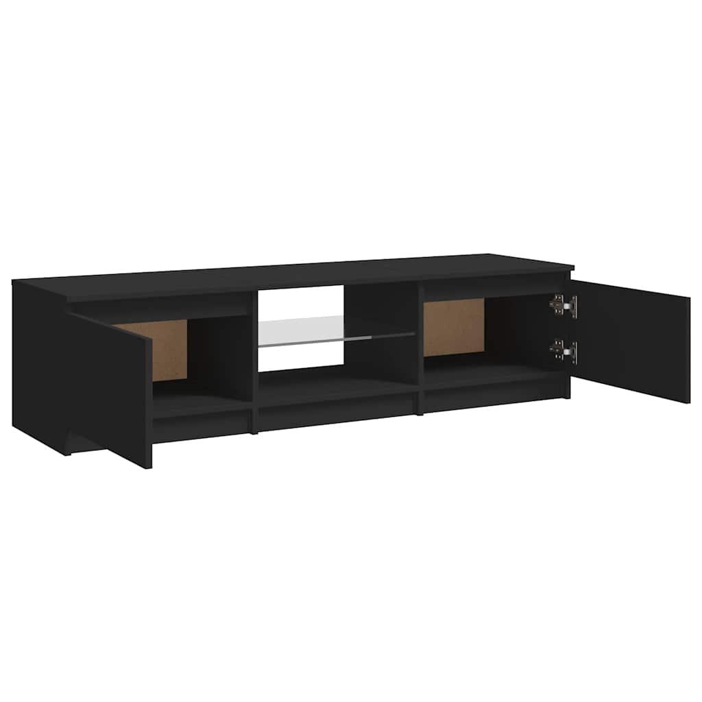 TV-Møbel Svart Tv-benk med LED-lys 140x40x35,5 cm