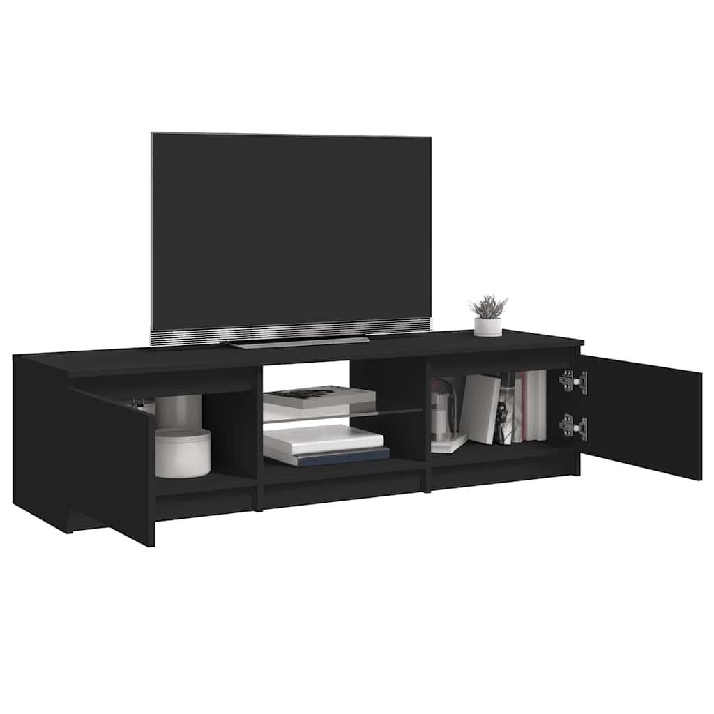 TV-Møbel Svart Tv-benk med LED-lys 140x40x35,5 cm