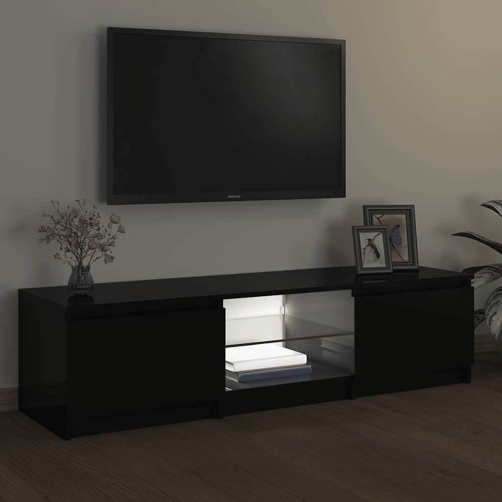 TV-Møbel Svart Tv-benk med LED-lys 140x40x35,5 cm