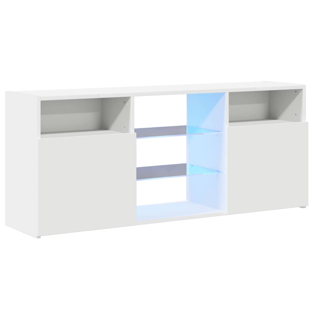 TV-Møbel Hvit TV-benk med LED-lys 120x30x50 cm