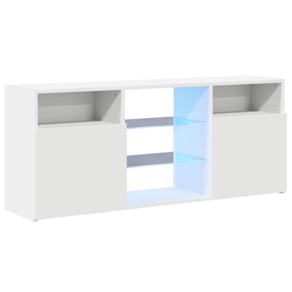 TV-Møbel Hvit TV-benk med LED-lys 120x30x50 cm