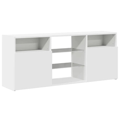 TV-Møbel Hvit TV-benk med LED-lys 120x30x50 cm
