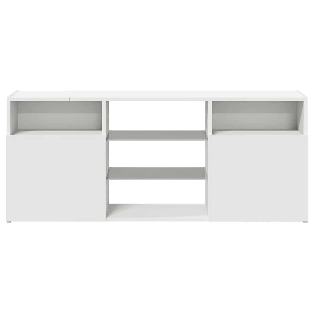TV-Møbel Hvit TV-benk med LED-lys 120x30x50 cm