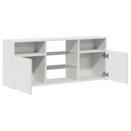 TV-Møbel Hvit TV-benk med LED-lys 120x30x50 cm