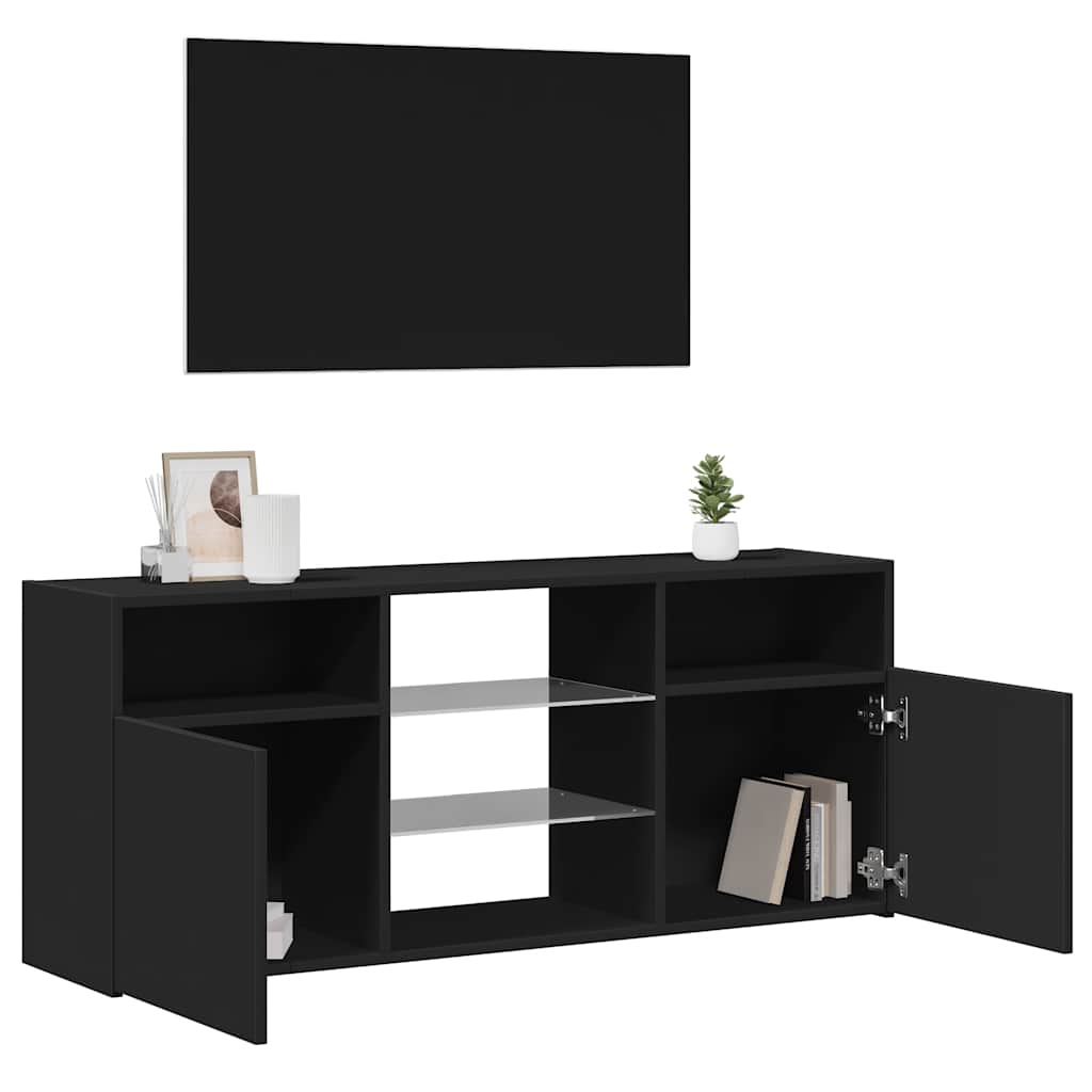 TV-Møbel Svart TV-benk med LED-lys 120x30x50 cm