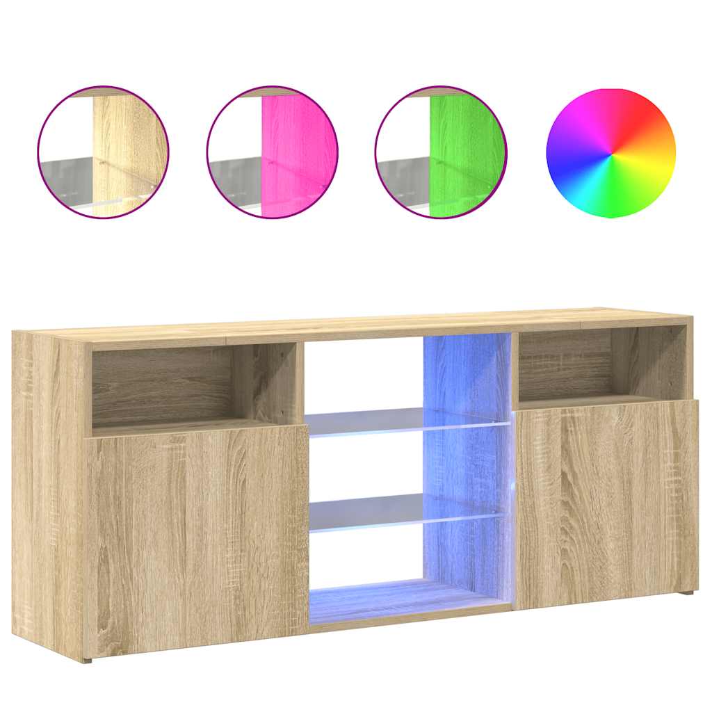TV-Møbel Sonoma Eik TV-benk med LED-lys 120x30x50 cm