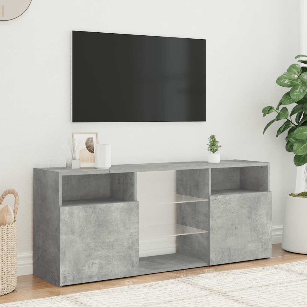 TV-Møbel Betonggrå TV-benk med LED-lys 120x30x50 cm