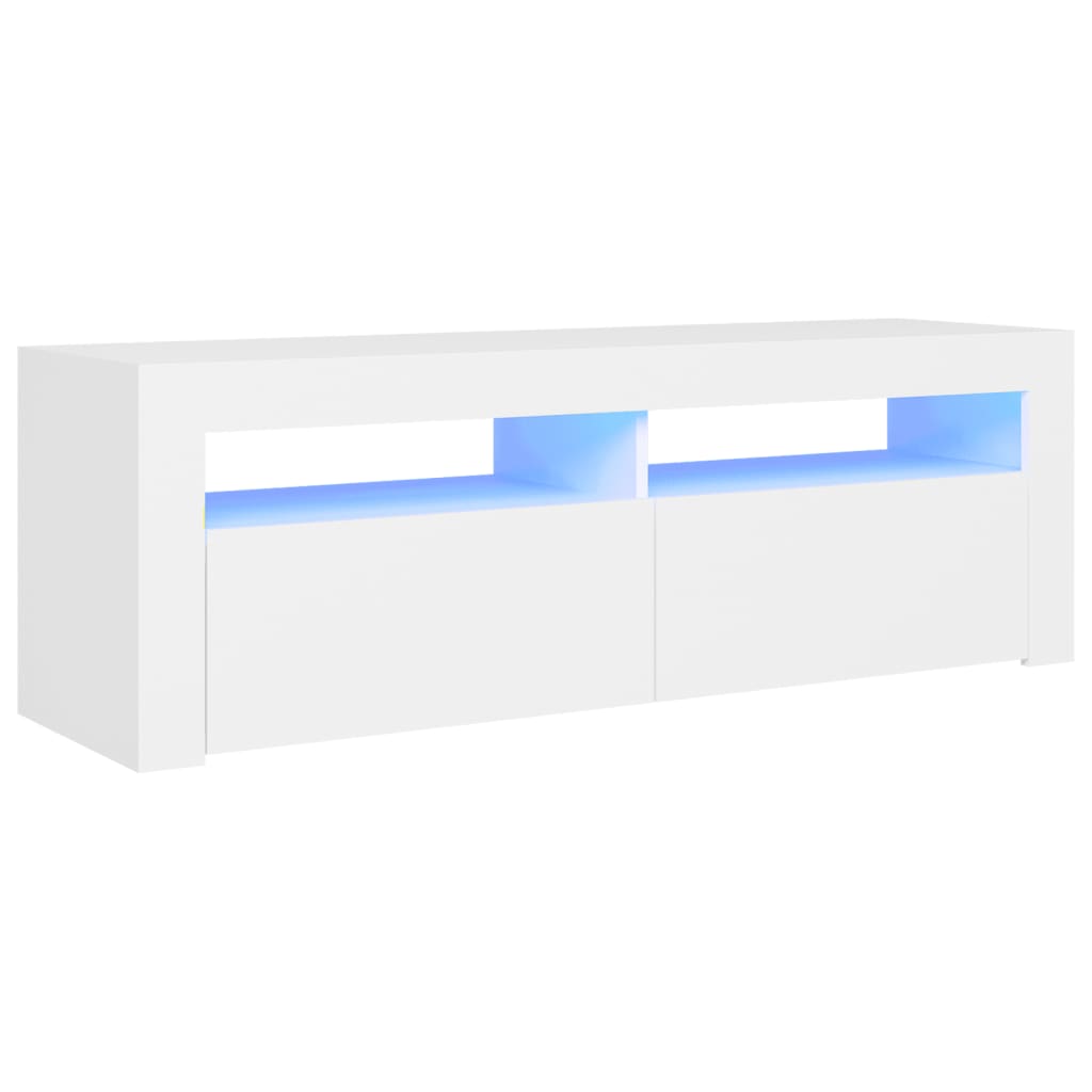 TV-Møbel Hvit TV-benk med LED-lys 120x35x40 cm