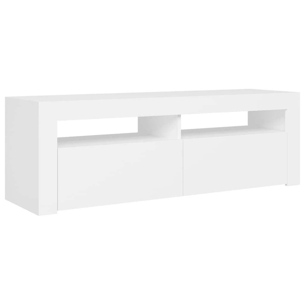 TV-Møbel Hvit TV-benk med LED-lys 120x35x40 cm