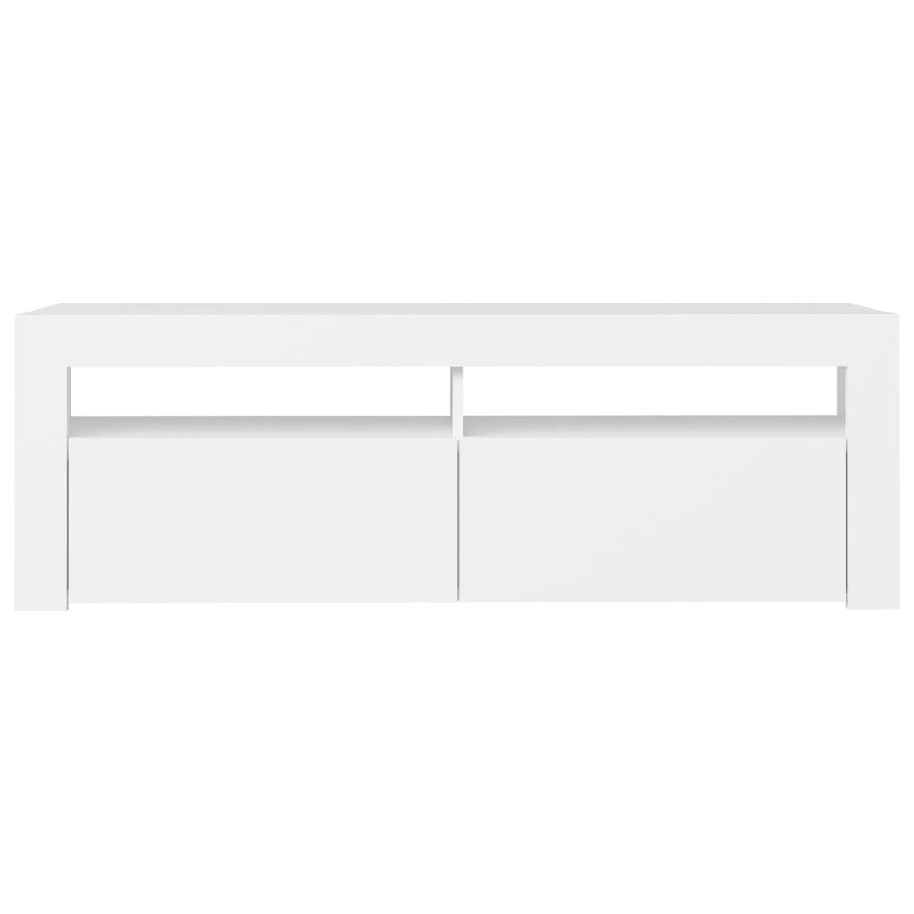 TV-Møbel Hvit TV-benk med LED-lys 120x35x40 cm
